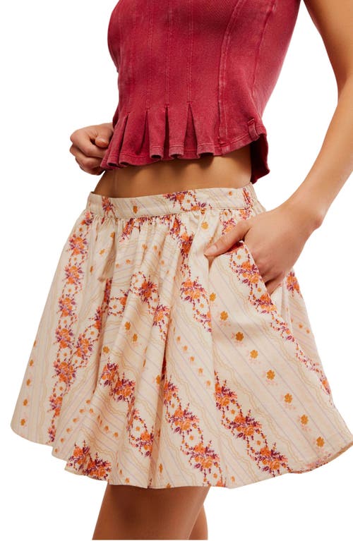 Shop Free People Gaia Floral Cotton Miniskirt In Ivory Combo
