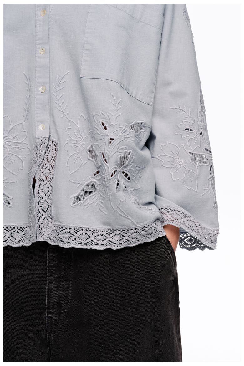 Straight-fit Shirt With Embroidery, Alternate, color, LIGHT BLUE