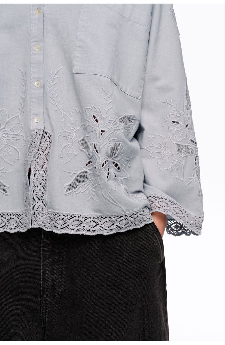 Bimba y Lola Straight-fit Shirt With Embroidery, Alternate, color, Light Blue