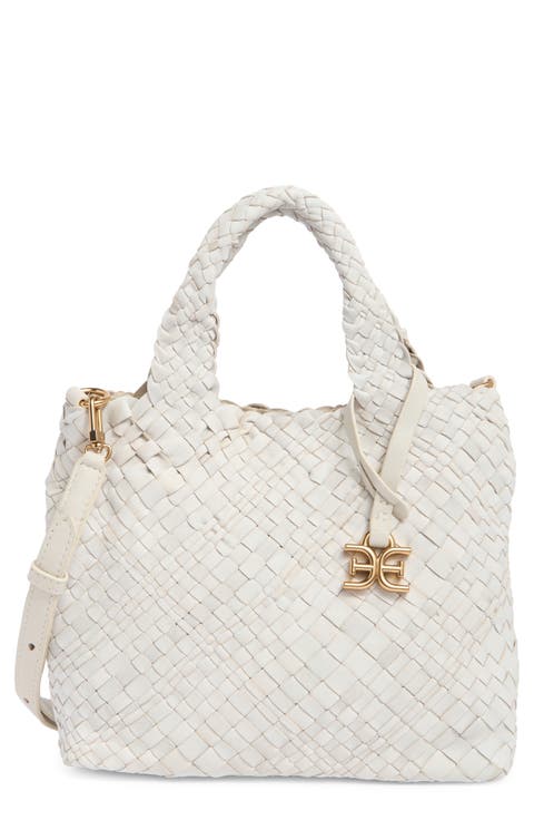 Small Priya Woven Leather Tote