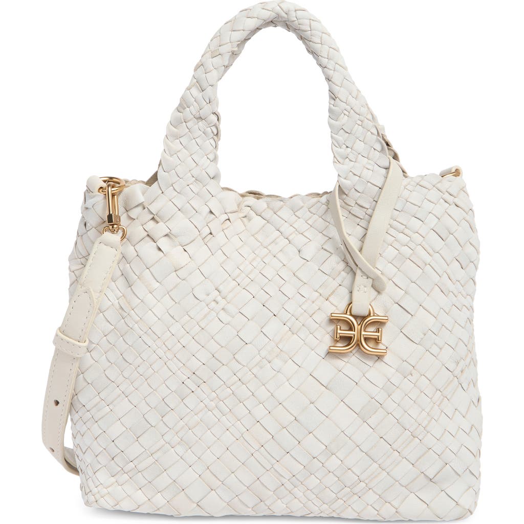 Sam Edelman Small Priya Woven Leather Tote In White