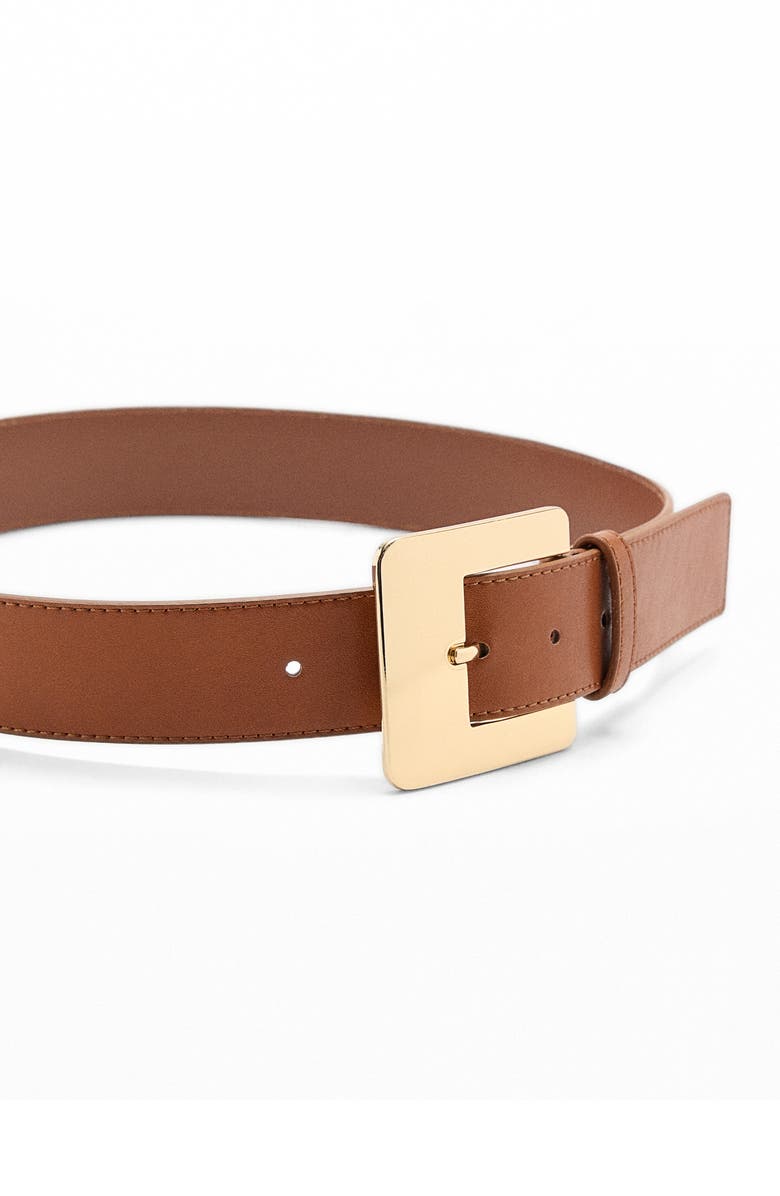 MANGO Maxi Buckle Leather Belt, Alternate, color, 