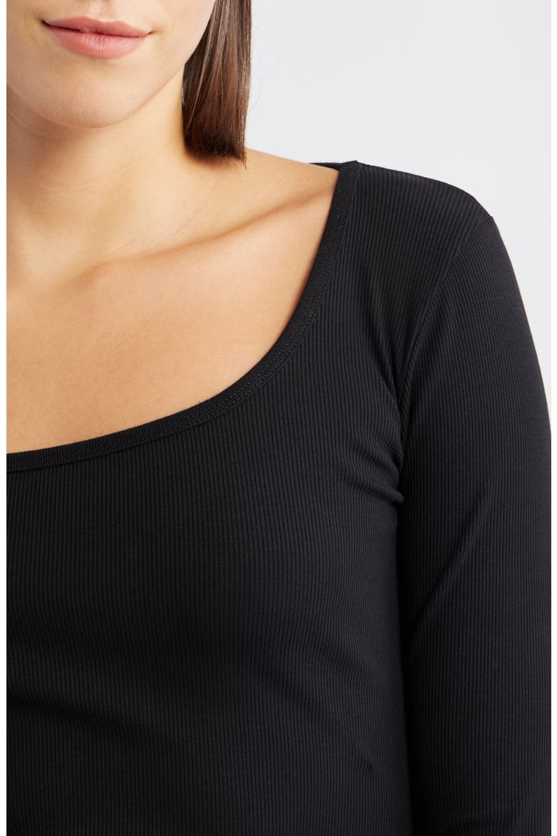 Square Neck Long Sleeve T-Shirt, Alternate, color, BLACK