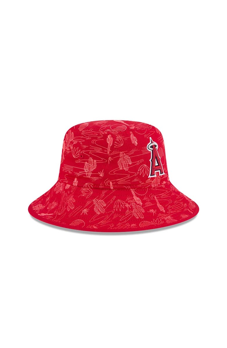 New Era Youth New Era Red Los Angeles Angels 2025 Spring Training All Over Print Bucket Hat, Alternate, color,