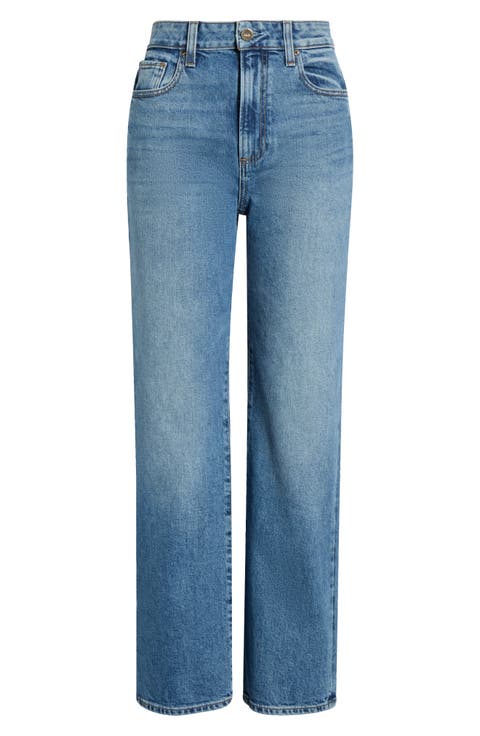 PAIGE Stevie High Waist Straight Leg Jeans (Keystone) (Petite)