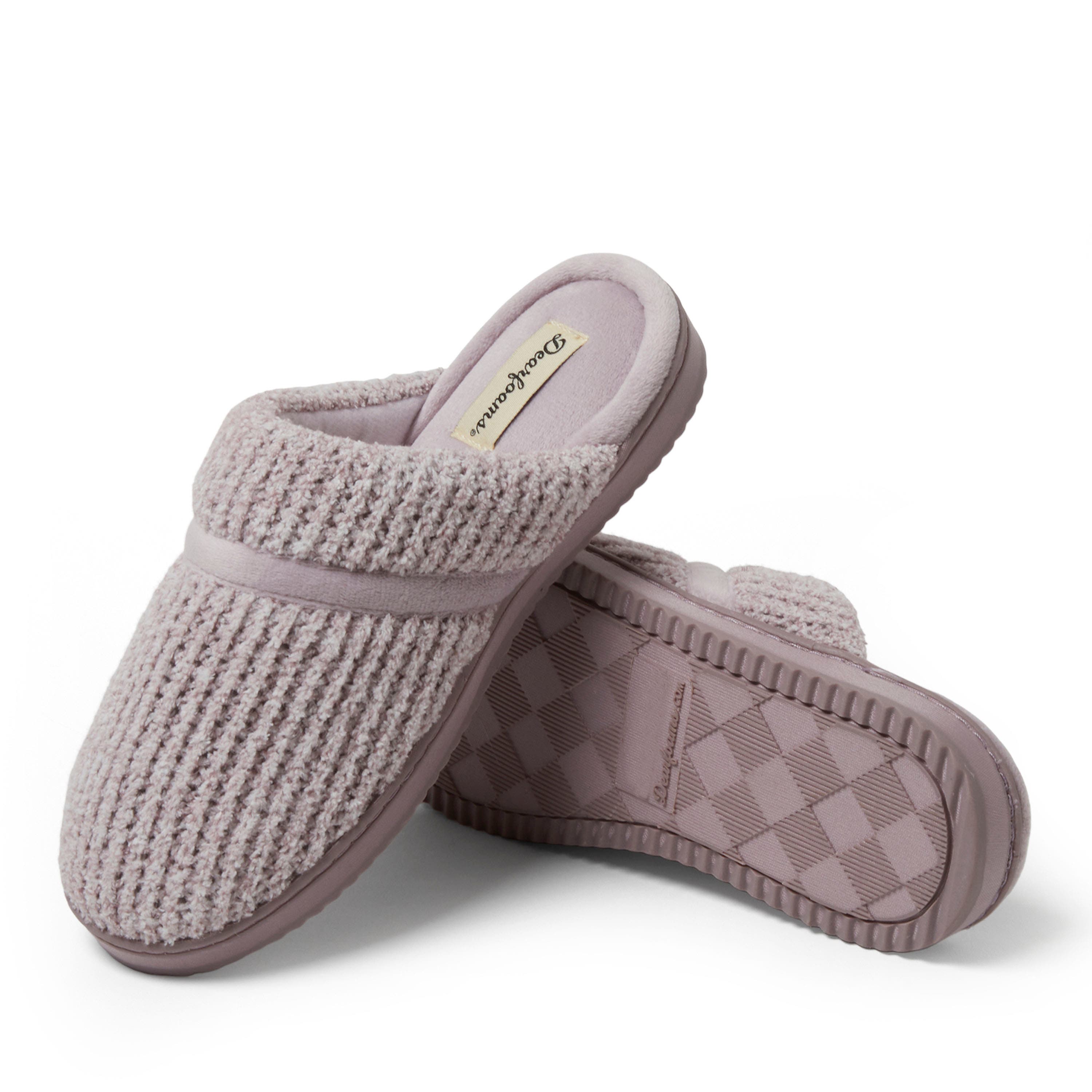 DEARFOAMS Serena Marled Chenille Scuff House Slipper, Alternate, color, Frosted Plum