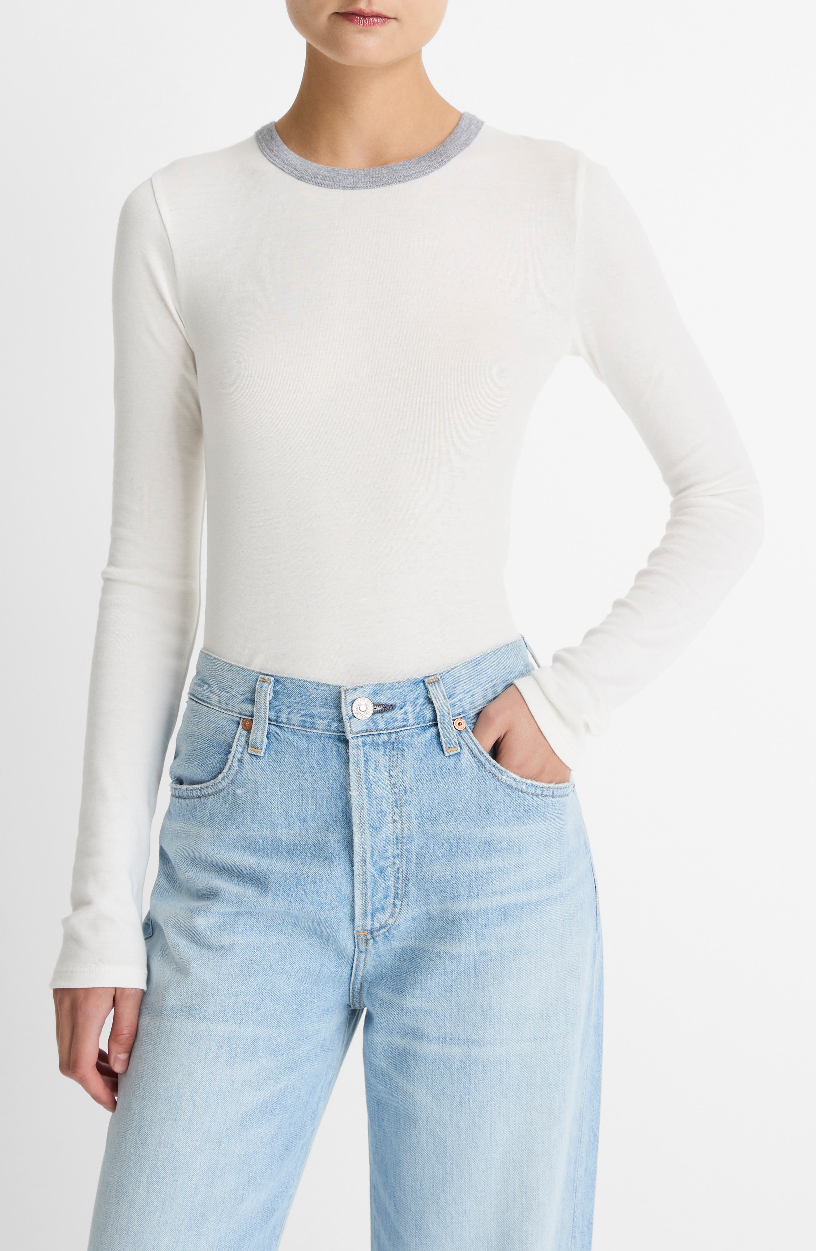 Heather Tipped Long Sleeve T-Shirt