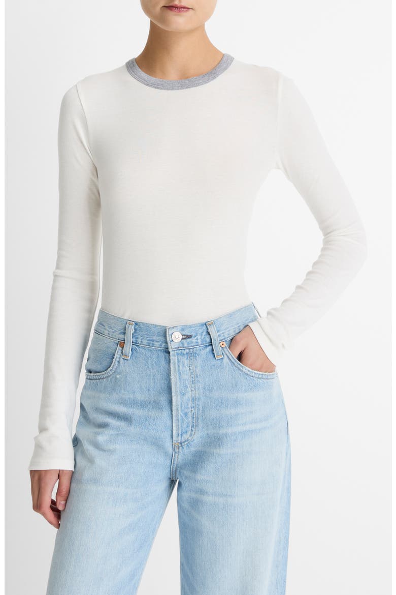 Heather Tipped Long Sleeve T-Shirt, Main, color, OFF WHITE COMBO