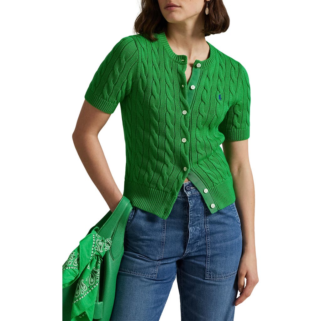 Polo Ralph Lauren Cable Stitch Short Sleeve Cotton Cardigan
