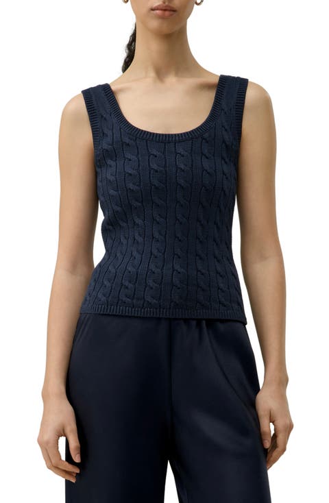LILYSILK Silk-Cotton Cable-Knit Tank