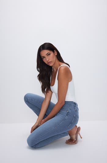 Good Legs Raw Hem Mid Rise Skinny Jeans