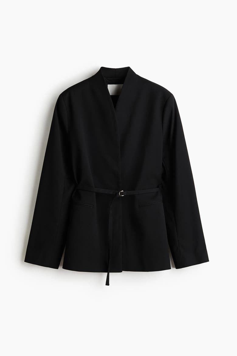 Belted Blazer, Alternate, color, Black