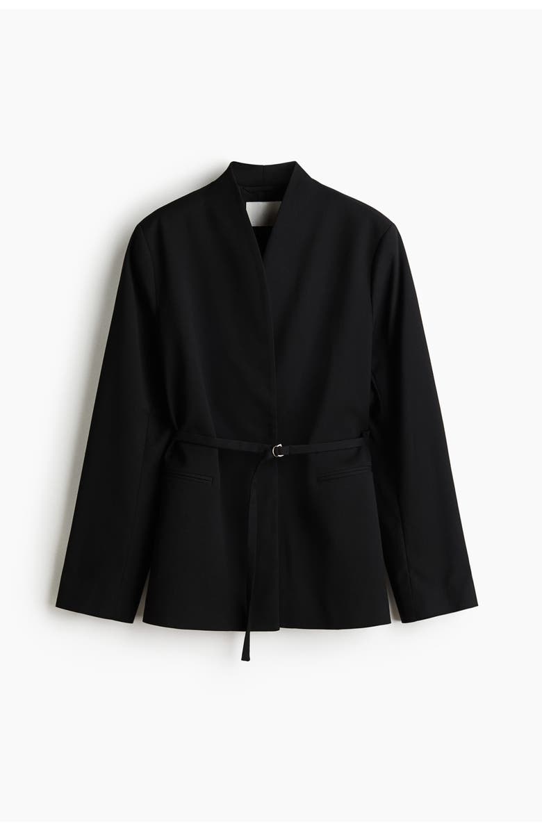 H&M Belted Blazer, Main, color, Black