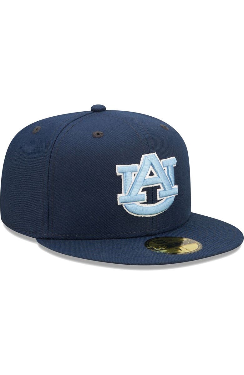 New Era Men's New Era Navy Auburn Tigers Bright Undervisor 59FIFTY Fitted Hat, Alternate, color, 