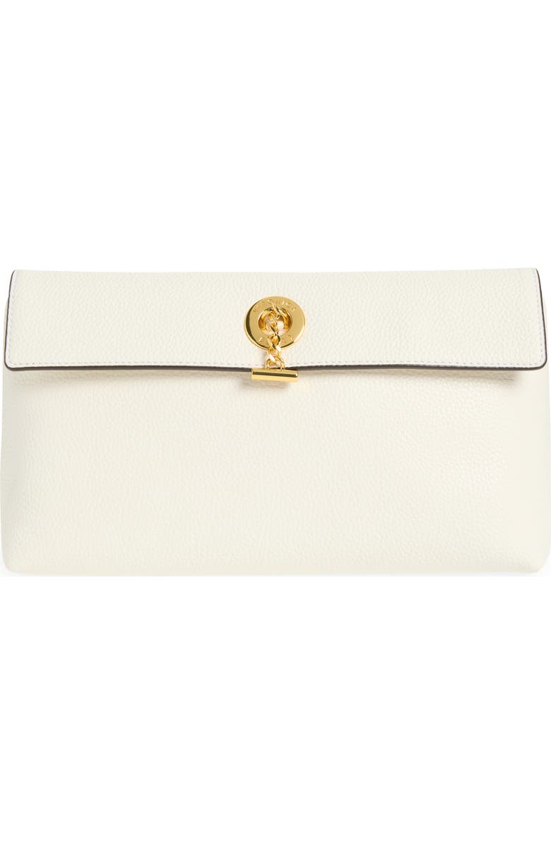 Veronica Beard Anchor Leather Clutch, Main, color, Off White
