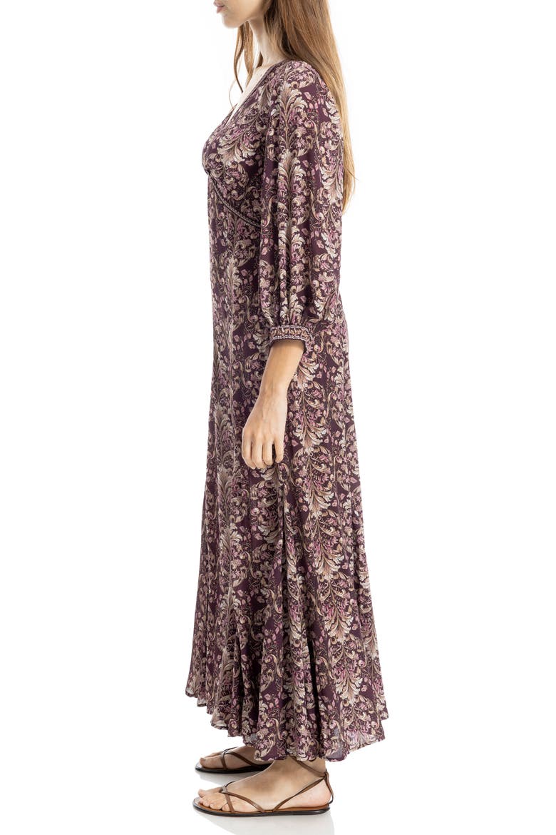 Empire Waist Maxi Dress, Alternate, color, WINE NOUVEAU FERN