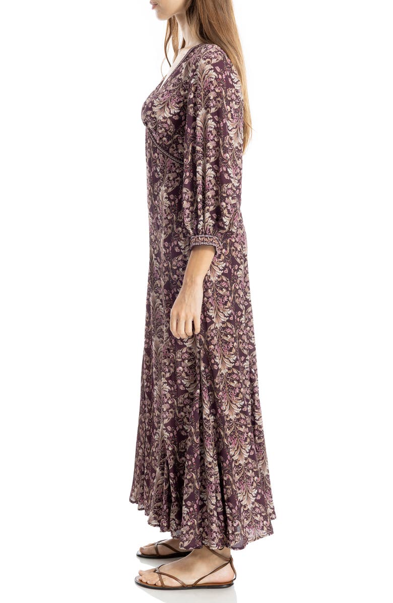 MAX STUDIO Empire Waist Maxi Dress, Alternate, color, Wine Nouveau Fern