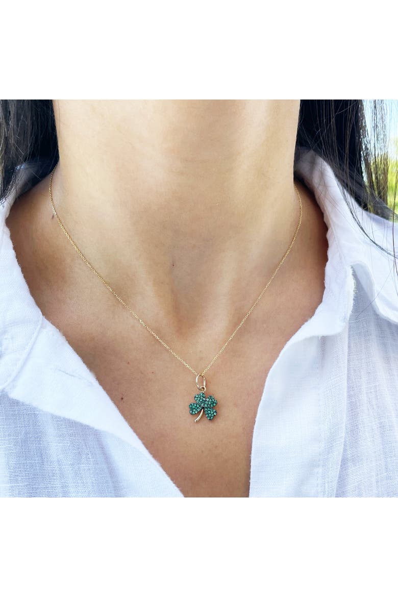 Emerald Clover Charm, Alternate, color, Emerald