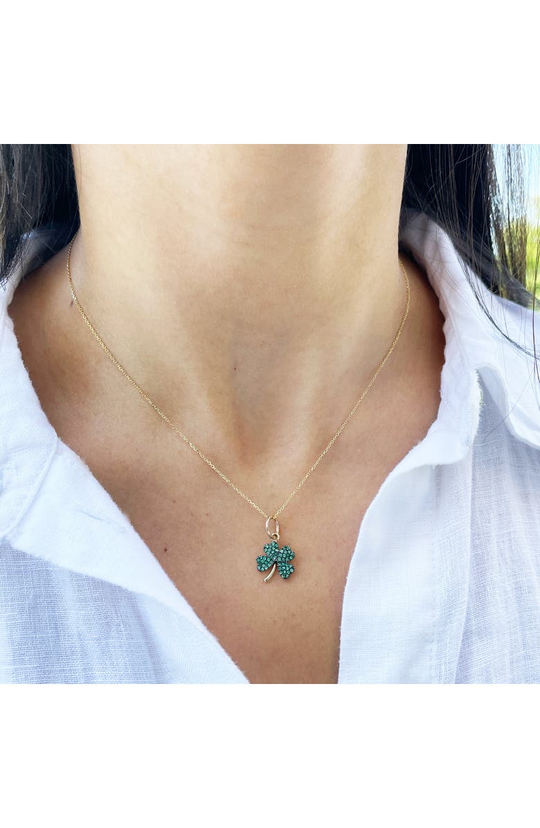 The Lovery Fine Jewelry Emerald Clover Charm, Alternate, color, Emerald