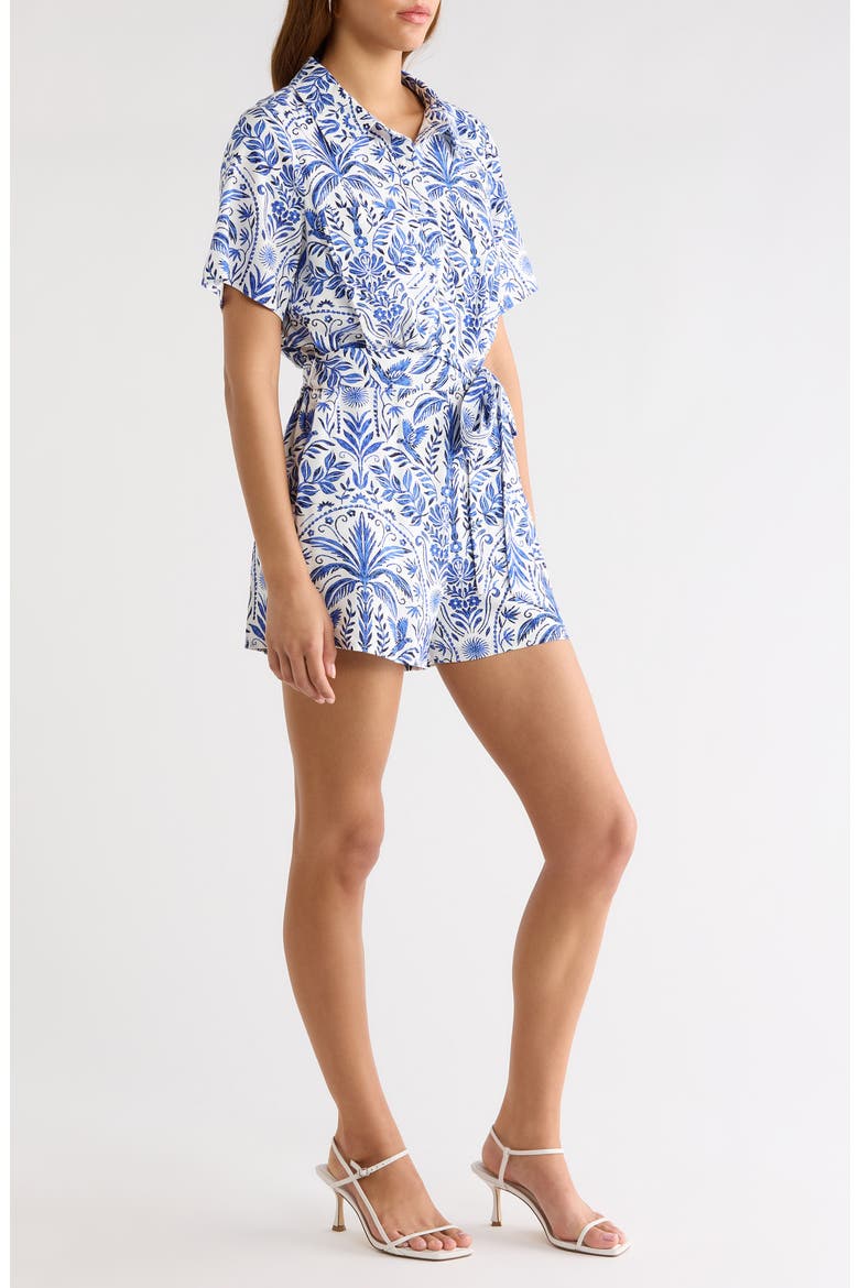 Romina Tropical Soria Belted Romper, Alternate, color, WHITE BLUE-MULTI