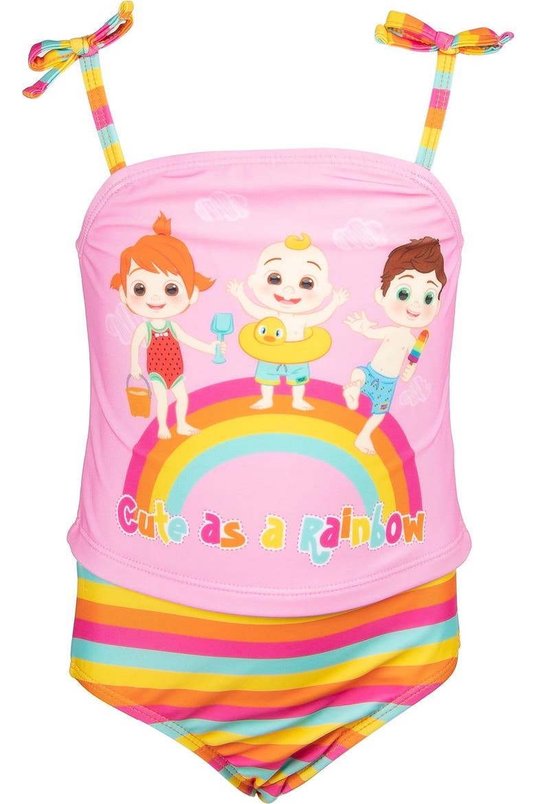 2-Piece Tankini Bathing Suit Set, Alternate, color, Pink Rainbow Stripe