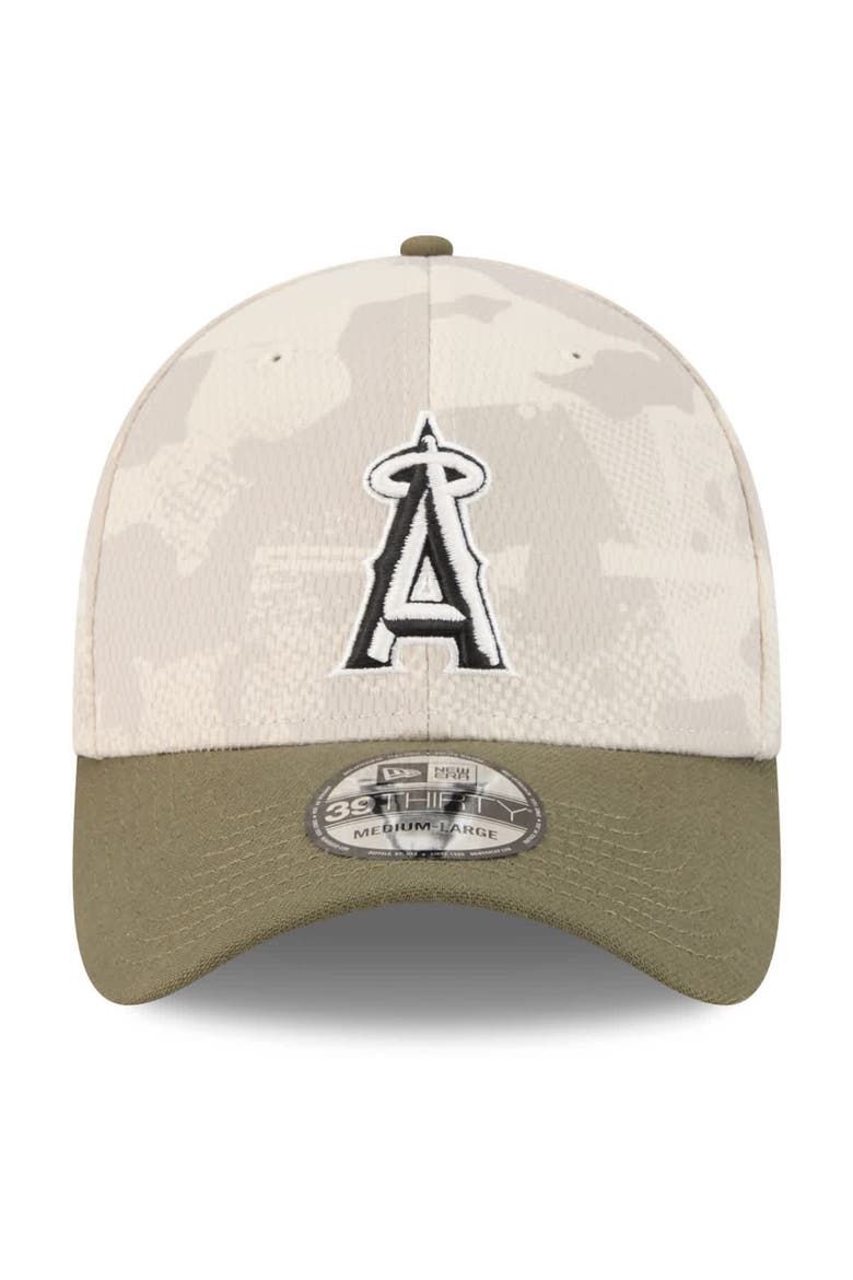 Men's New Era Light Beige/Olive Los Angeles Angels 2025 Armed Forces Day 39THIRTY Flex Hat, Alternate, color, Light Beige