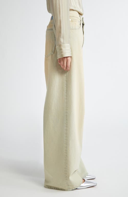 Shop Stella Mccartney Overdyed Distressed Wide Leg Jeans In Sand Denim Overdyed