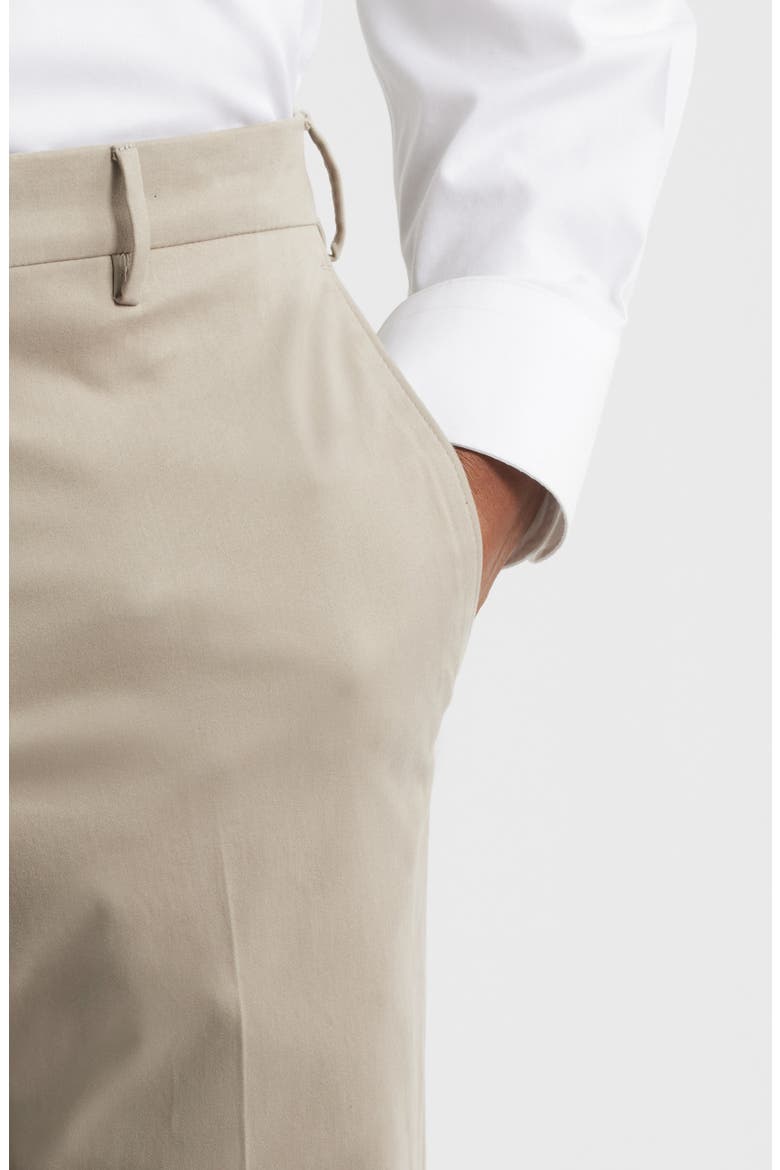 Parker Flat Front Stretch Cotton Pants, Alternate, color, STONE