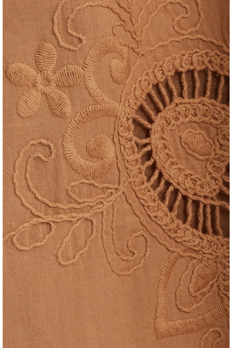 Embroidered Sleeveless Midi Dress, Alternate, color, GINGER ROOT