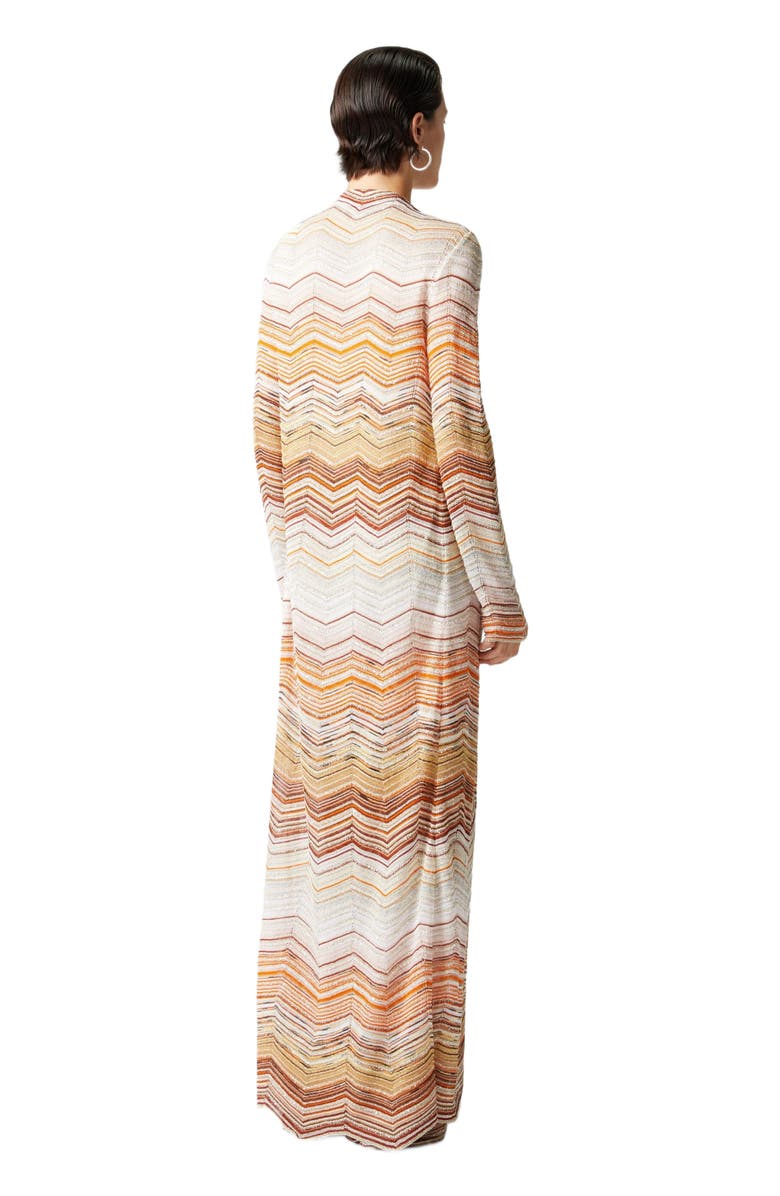 Missoni Long Chevron Lamé Cardigan With Sequins And Decorative Lace, Alternate, color, Multicoloured
