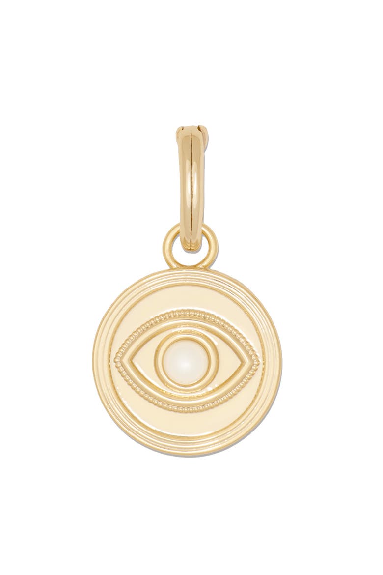 Imitation Pearl Evil Eye Charm Pendant, Main, color, GOLD