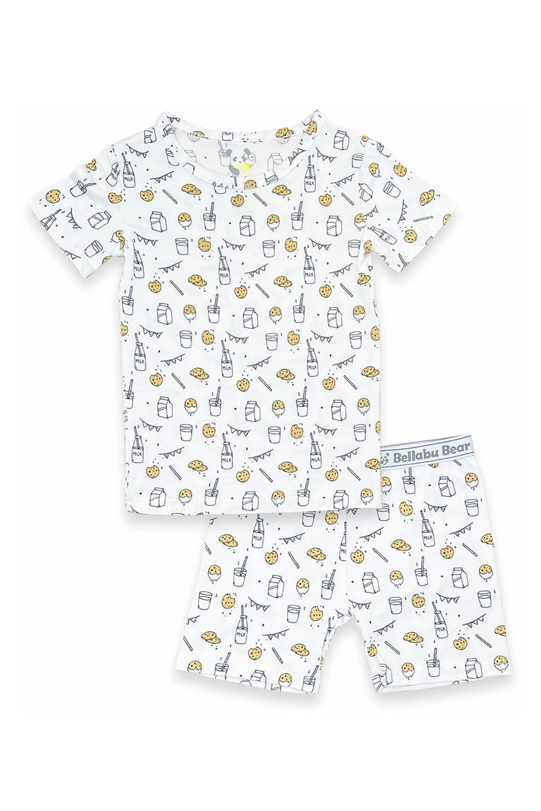 Milk & Cookies Kids 2-Piece Short Sleeve & Shorts Pajama Set, Main, color, MILK & COOKIES