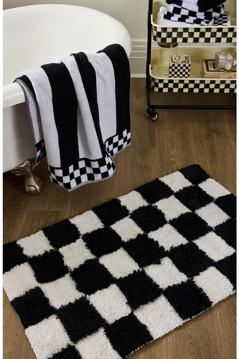 Checkerboard Black Bath Rug, Alternate, color, BLACK