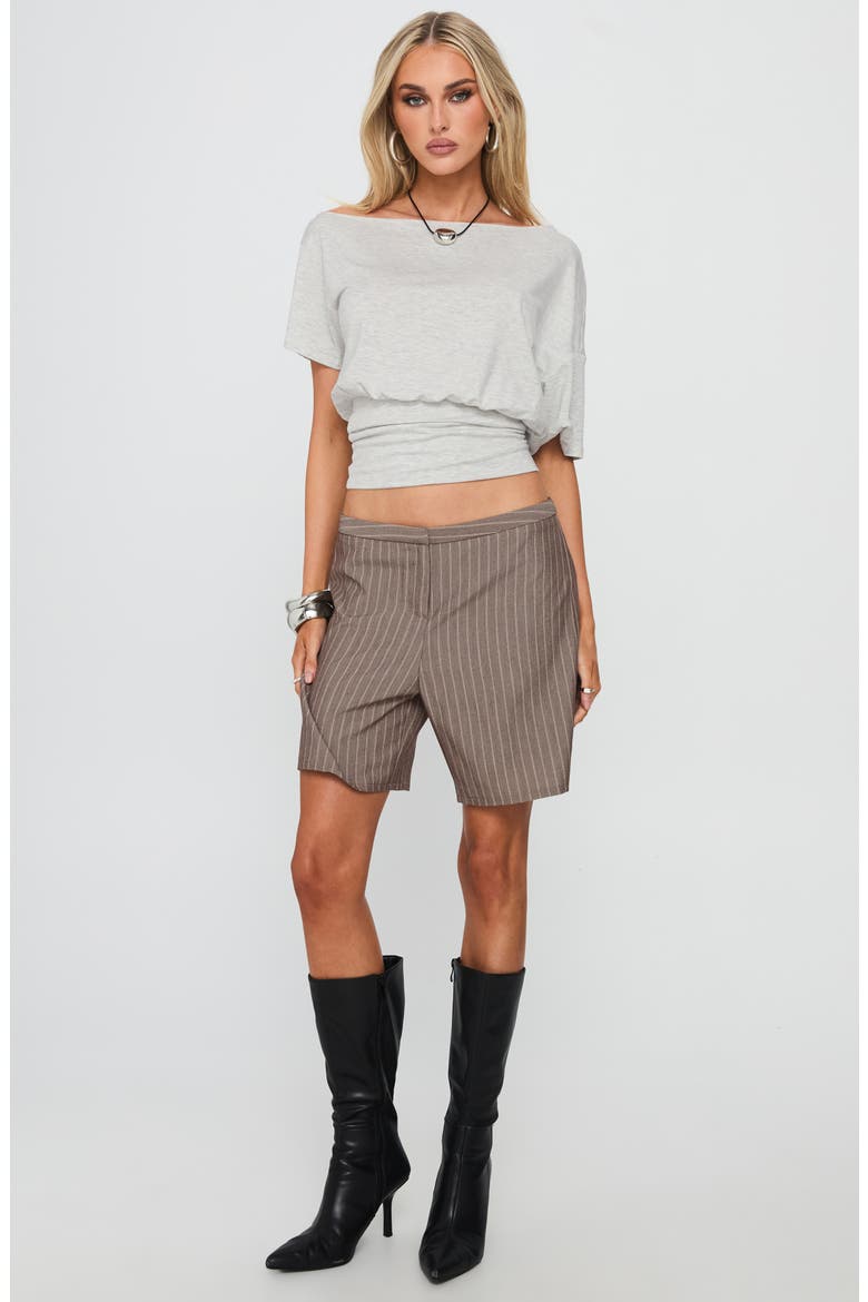 Ashlinn Off the Shoulder Drapey Crop Top, Alternate, color, GREY
