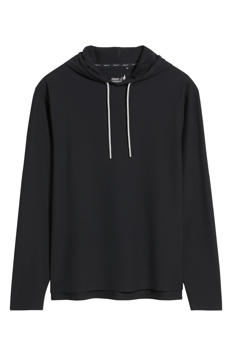 johnnie-O Hoppin Ribbed Stretch Hooded Pullover, Alternate, color, Black