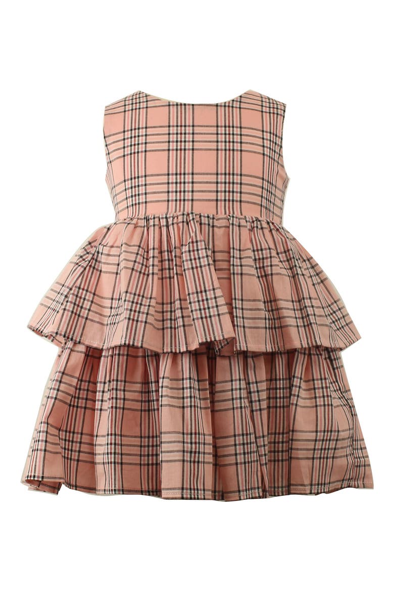 Kids' Check Print Sleeveless Tiered Party Dress, Alternate, color, PINK MULTI