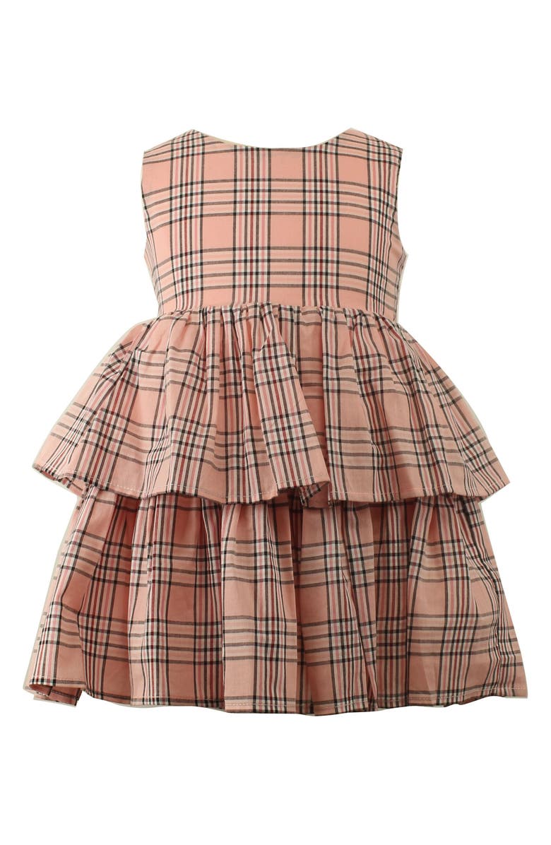 Popatu Kids' Check Print Sleeveless Tiered Party Dress, Alternate, color, Pink Multi