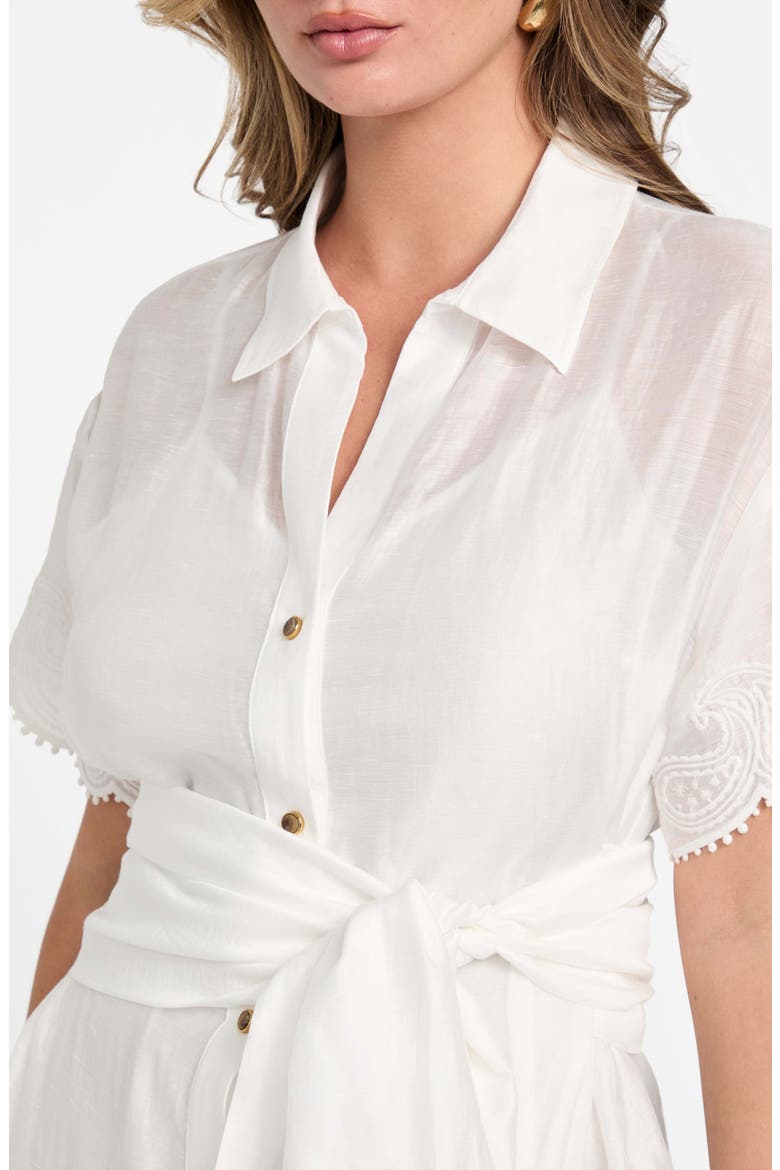 Mindy Embroidery Detail Mini Shirtdress, Alternate, color, WHITE PEAKS