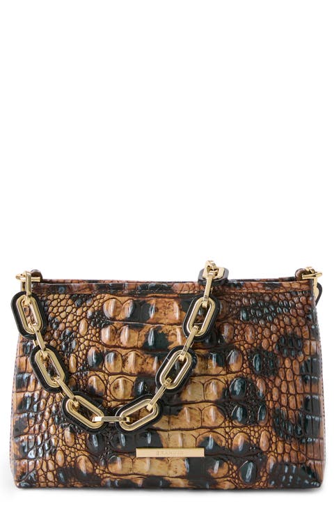 Mod Lorelei Tiger Stripe Croc Embossed Leather Shoulder Bag