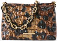 Brahmin Mod Lorelei Tiger Stripe Croc Embossed Leather Shoulder Bag
