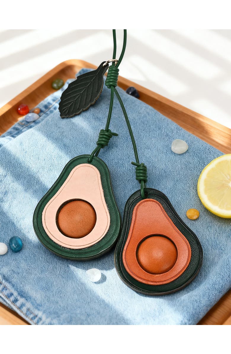 OLD TREND Avo Genuine Leather Botanical Fruit Charm, Alternate, color, Caramel & Beige