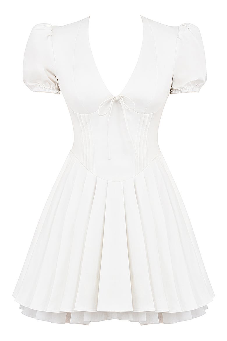 Imani Pleated Minidress, Alternate, color, WHITE