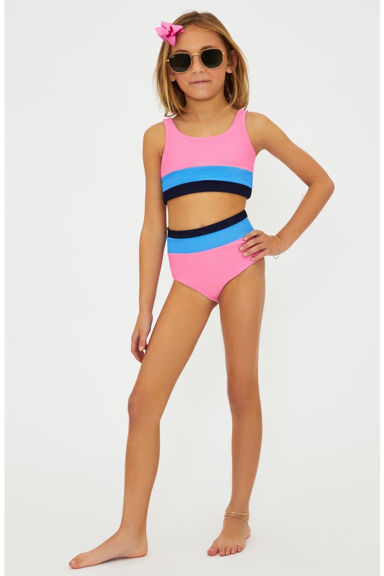 Kids' Little Mackenzie Heidi Two-Piece Swimsuit, Main, color, PARADISE PINK COLORBLOCK