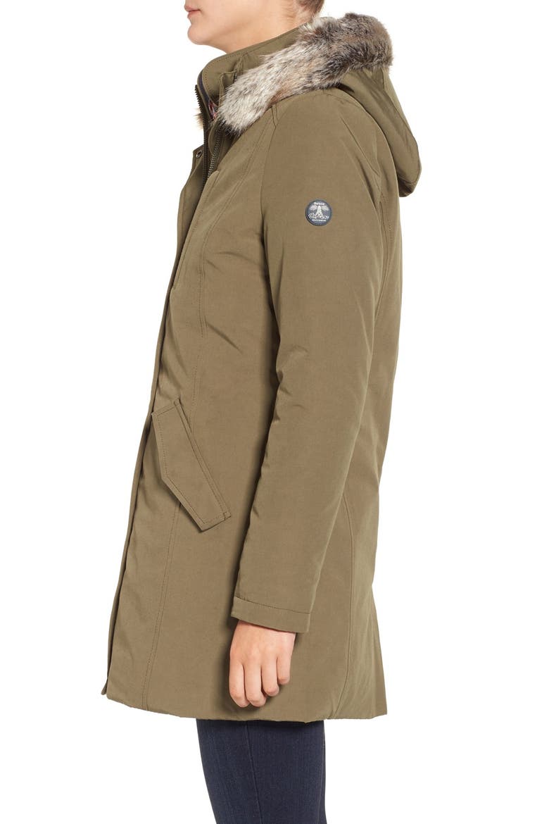 Epler Faux Fur Trim Waterproof Parka, Alternate, color, SEAWEED