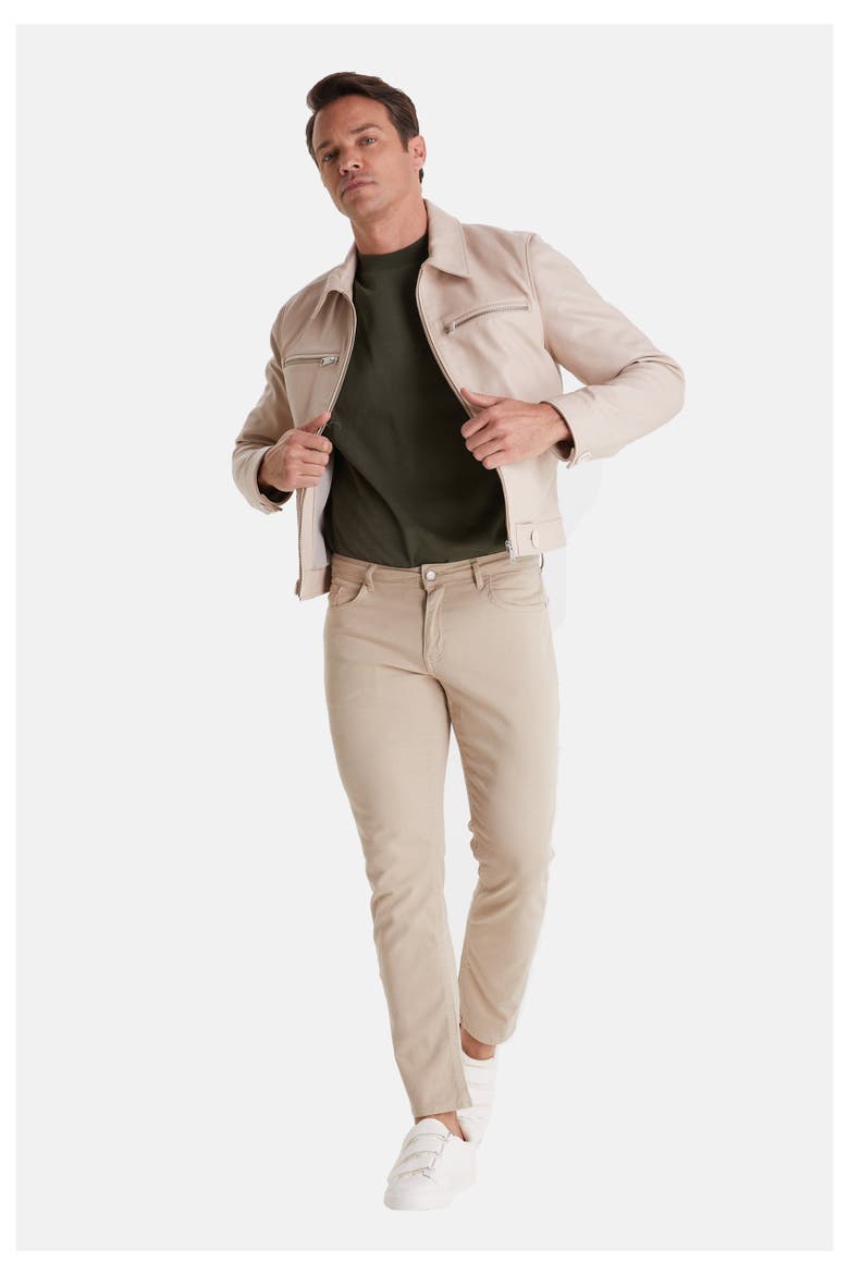 Marcus Leather Jacket, Alternate, color, Beige