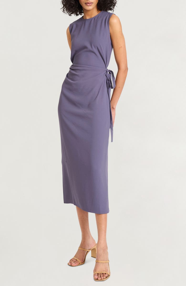 Luxely Side Tie Sleeveless Dress, Alternate, color, Graystone