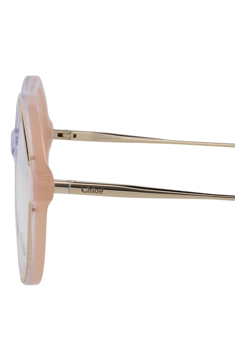 Chloé 52mm Round Optical Glasses, Alternate, color, Nude Gold Transparent