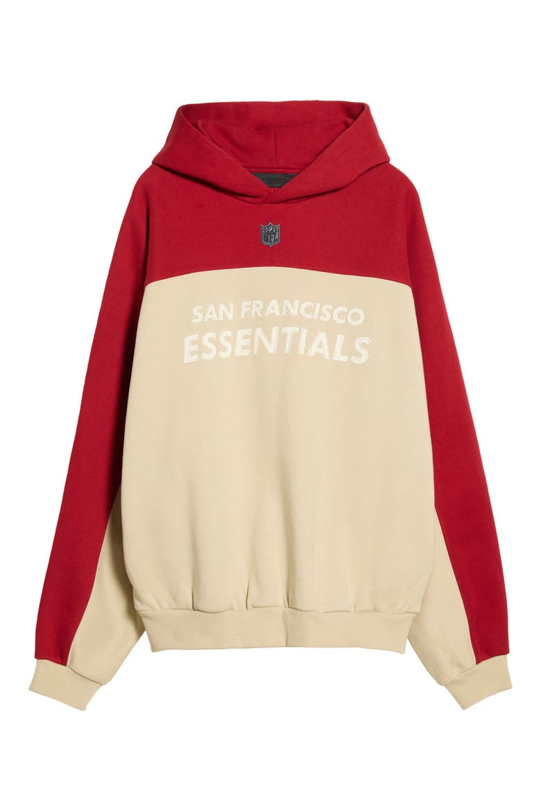 San Francisco 49ers 90s Relaxed Colorblock Hoodie, Main, color, SANDSTONE/ STONE RED
