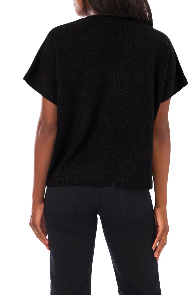 V-Neck Short Sleeve Boxy Sweater, Alternate, color, RICH BLACK