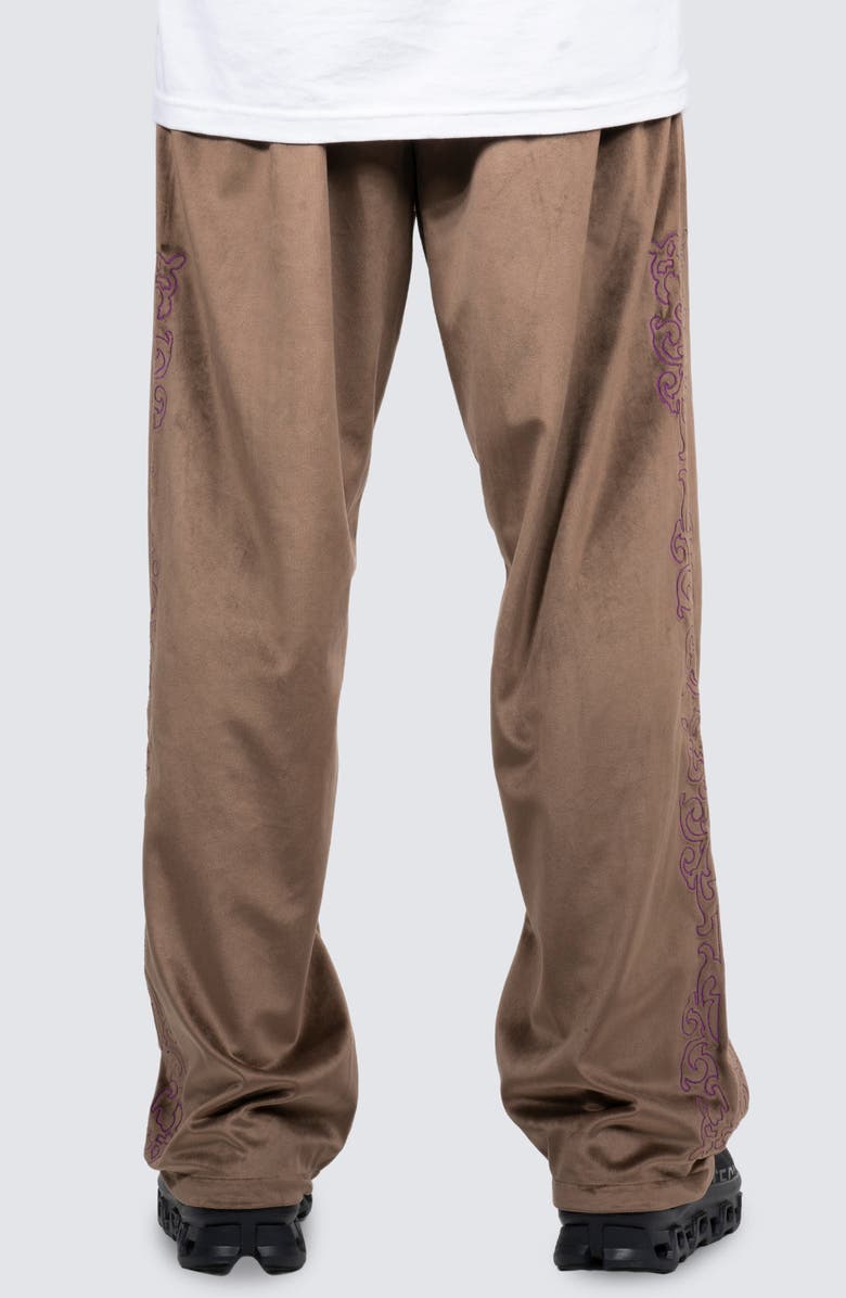 PLEASURES Unquote Velour Track Pants, Alternate, color, Olive